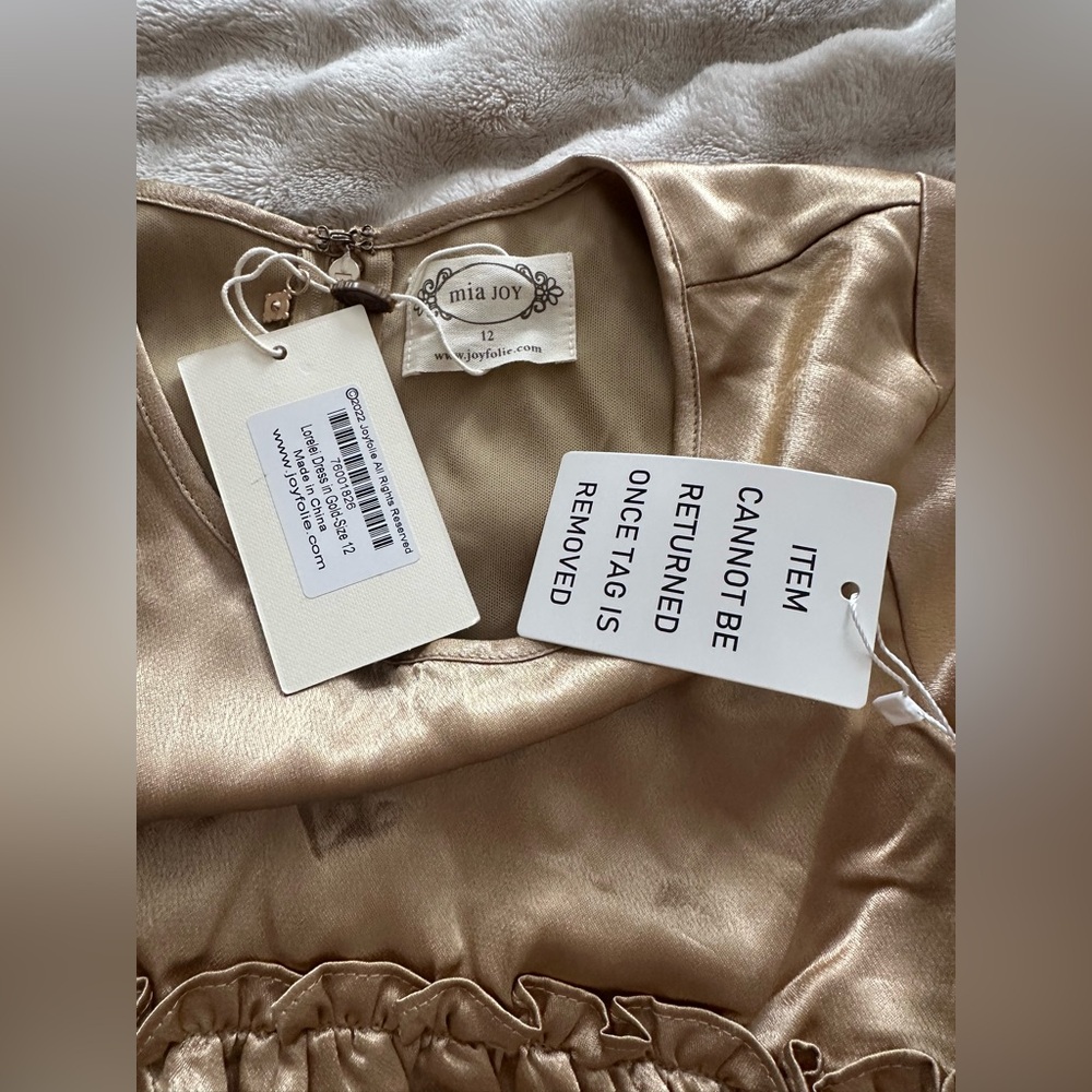 NWT Joyfolie Mia Joy Loralei Dress Gold Size 12 - Picture 5 of 7